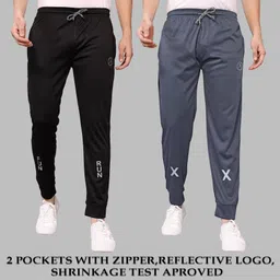 anand Pack of 2 Men Solid Black, Grey Track Pants-picture-13