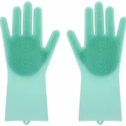 nea Magic Silicone Dish Washing Gloves, Silicon Cleaning Gloves, Silicon Hand Gloves for Kitchen Dishwashing and Pet Grooming, Great for Washing Dish, Car, Bathroom (1 Pair) Wet and Dry Glove Set-picture-21