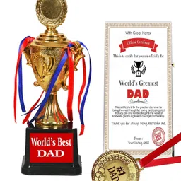 Gift for World's Best Dad Trophy WITH MEDAL DAD CARD DAD CARD Father Day Trophy-image-7