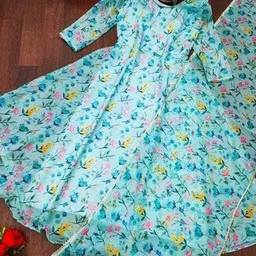 riyaaclothing Floral Print Georgette Stitched Anarkali Gown image 3