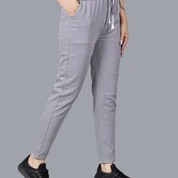 antrue Pack of 2 Women Solid Grey, Dark Blue Track Pants image 3