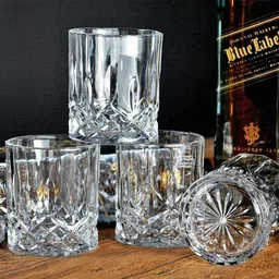 jishaenterprise (Pack of 4) 101_(300ML) Stylish Crystal Tumblers Lead-Free Diamond Round Whiskey glasses Glass Set Whisky Glass-picture-19