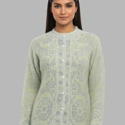 Gouri Women Woollen Round Neck Long Sleeves Cardigan-picture-33