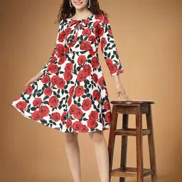 Moda Rapido Print Applique Fit & Flare Dress-image-40