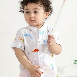 BAESD Boys Comfort Animal Printed Band Collar Cotton Casual Shirt-picture-39