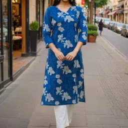 SZN Women Floral Printed Cotton Angrakha Kurta-picture-27