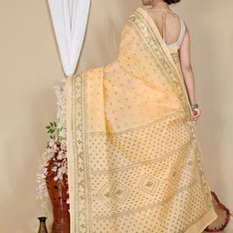 PuJoy Ethnic Motifs Woven Design Pure Cotton Taant Saree image 2