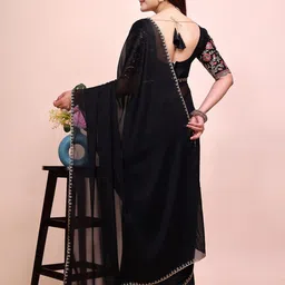 K 5 Fashion Embroidered Pure Chiffon Saree image 5