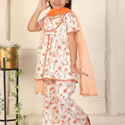 Cutiekins Girls Floral Printed A-Line Kurta with Palazzos & Dupatta image 4