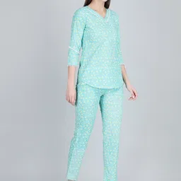 ANANDITA Floral Printed V-Neck Pure Cotton Top With Trouser image 4