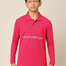 Technosport Boys Typography Printed Polo Collar Slim Fit T-shirt-picture-21