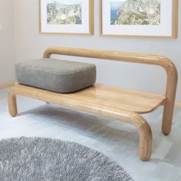 Sujan Carnival Funiture Brown & Grey Ash Wood Curved Bench-picture-43