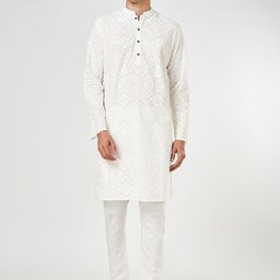 indus route by Pantaloons Ikat Geometric Printed Mandarin Collar Cotton Straight Kurta-picture-33