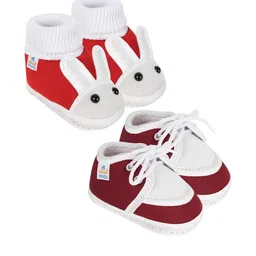 NESKA MODA Unisex Kids Pack Of 2 Cotton Rabbit & Lace Booties-picture-15