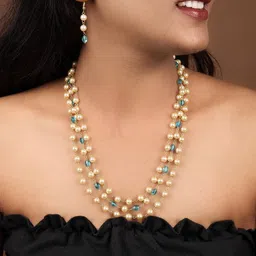 Geo Jewels Premium Beaded Necklace & Earrings Jewellery set image 1