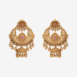 Kushal's Fashion Jewellery Gold-Plated Circular Chandbalis Earrings image 2