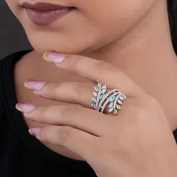 TKRB SALES 925 Silver Rhodium Plated American Diamond Studded Finger Ring-picture-38