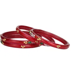 SOMIL Set Of 16 Artificial Stones Studded Glass Bangles-image-86