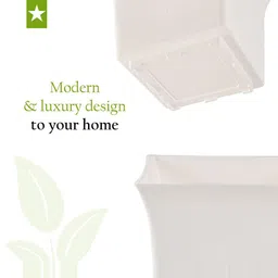 Kuber Industries 6-Pcs White Premium Flower Pots for Garden withBottomPlates image 5