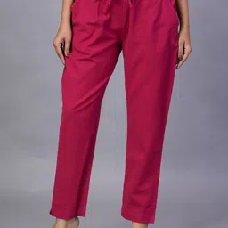 CORSICA Women Cotton Comfort Pleated Regular Fit Trousers-image-18
