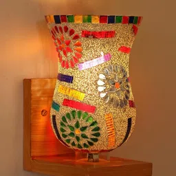 1ST TIME Multicoloured & Multicoloured Textured Wood Wall Lamp image 2