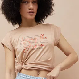 Ginger by Lifestyle Women Typography Printed Round Neck Pure Cotton T-shirt-image-66