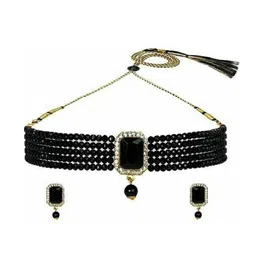 Gyaan Jewels Gold-Plated Stone-Studded & Beaded Jewellery Set-picture-23