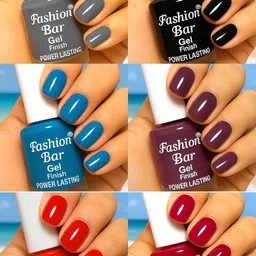 fashion bar Gel Finish Power Lasting six nail polish shades collection Set No.A73 Multicolor image 1
