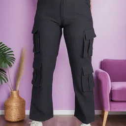 DressBerry Women Relaxed Loose Fit High-Rise Cargos Trousers-picture-37