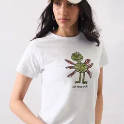 The Souled Store Women Graphic Printed Round Neck Pure Cotton T-shirt-picture-21