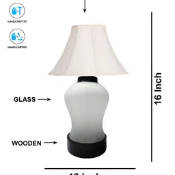 Aura Off White Wooden & Mosaic Glass Traditional Frusturical Shaped Table Lamp image 2