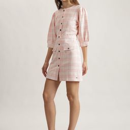 ELLE Womens Cotton Checked Cuff Sleeve Sheath Mini Dress-picture-45