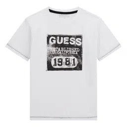GUESS kids Boys Typography Printed Round Neck Cotton T-shirt image 1