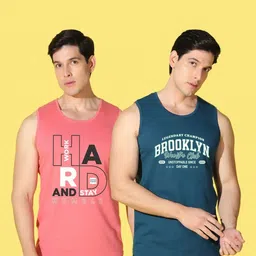 WOOSTRO Men Pack Of 2 Typography Printed Raw Edge Slim Fit T-shirt image 4