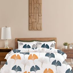 HOMEMONDE Mustard-Yellow & Grey Printed Double Duvet Cover-picture-4