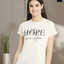 Dreambe Women Pack of 2 Typography Printed Round Neck Cotton T-shirts-picture-20