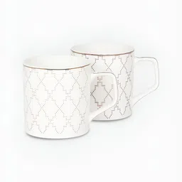 Living scapes by Pantaloons Gold-Toned & White Printed Bone China Matte Mugs Set of Cups and Mugs image 3