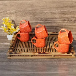 laghima jadon Orange Printed Ceramic Glossy Cups Set of Cups and Mugs image 2