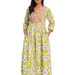 alpine style Women Floral Print Cotton Blend Anarkali Kurta image 1