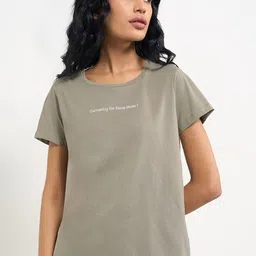 Dreamz by Pantaloons Women Printed Pure Cotton Short Sleeves Round Neck Lounge Tshirts-image-10