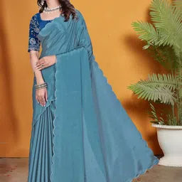 Zenophily Pure Chiffon Saree with Embroidered Blouse Piece image 3