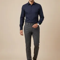 TRULOOM Men Standard Slim Fit Solid Spread Collar Satin Shirt image 3