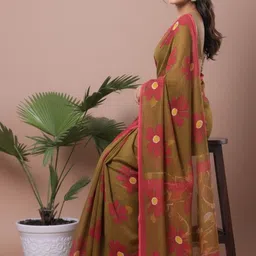 yashvi fab Floral Pure Cotton Handloom Bagh Saree image 3
