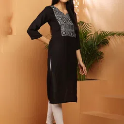MALLORY WINSTON Women Ethnic Motifs Yoke Design Thread Work Kurta image 2