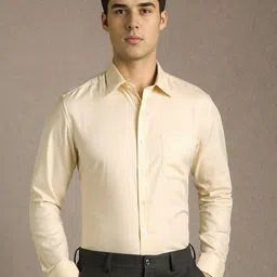 Louis Philippe Men Textured Spread Collar Pure Cotton Formal Shirt-image-82