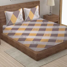 Myntra Elegant Homes Multicolor Printed Flat 300 TC King Bedsheet With 2 Pillow Covers-image-27