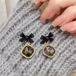 Celestria Crystals Studded Korean Quirky Shaped Drop Earrings image 4