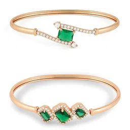 AMI Set Of 2 Rose Gold-Plated Cubic Zirconia Studded Kada Bracelet image 3