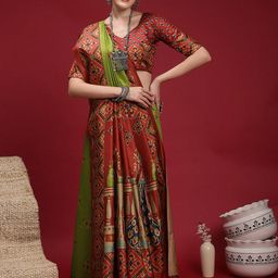 Mitera Ethnic Motifs Printed Chanderi Saree-picture-0