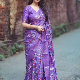 DIVASTRI Kalamkari Zari Silk Blend Saree-picture-27